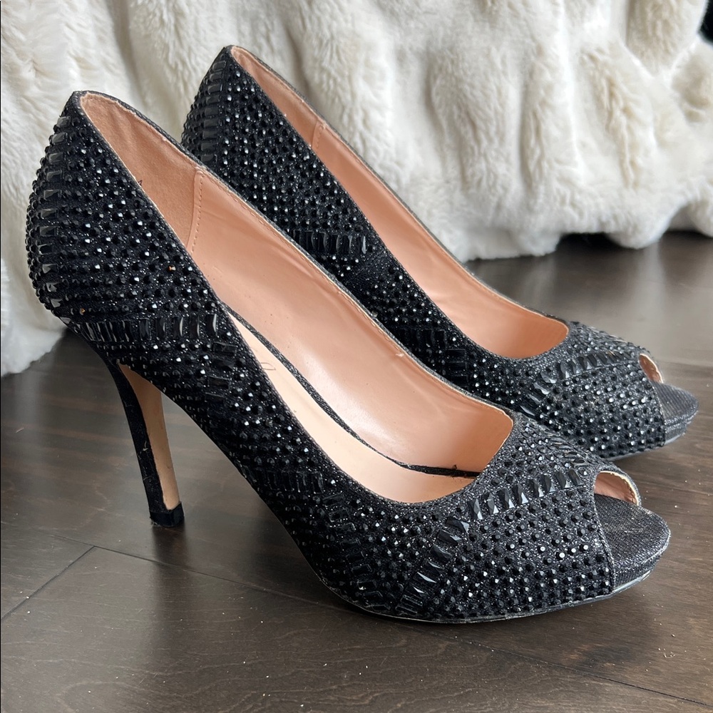 Lauren Lorraine Black Sparkling Heels